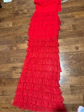 Elegant Red Ruffled Dress